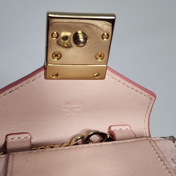 MCM Vintage Pink Visetos Mini Crossbody Chain Bag Purse Made in Korea 1990s - Picture 10 of 16